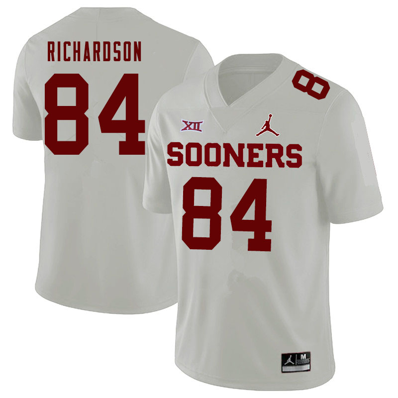 Jordan Brand Men #84 Kyre Richardson Oklahoma Sooners College Football Jerseys Sale-White - Click Image to Close